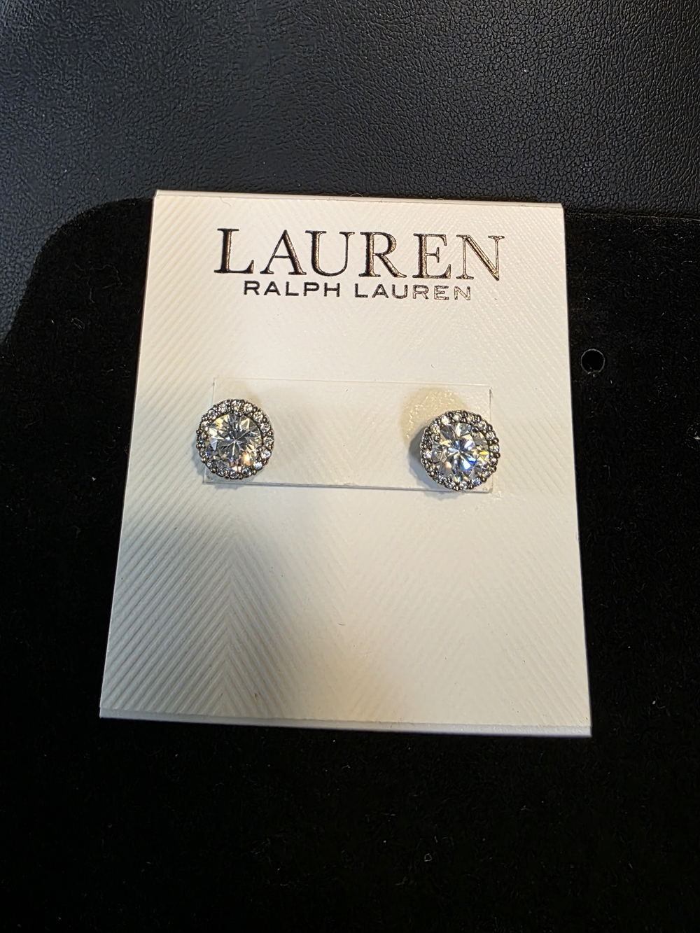 #324 Ralph Lauren Silver Crystal Halo Stud Earrings